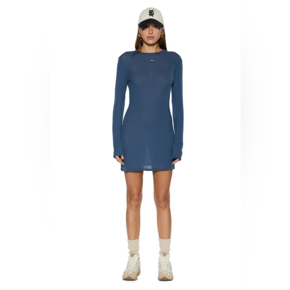 Reformation Jeanne Ribbed Mini Dress blue size M